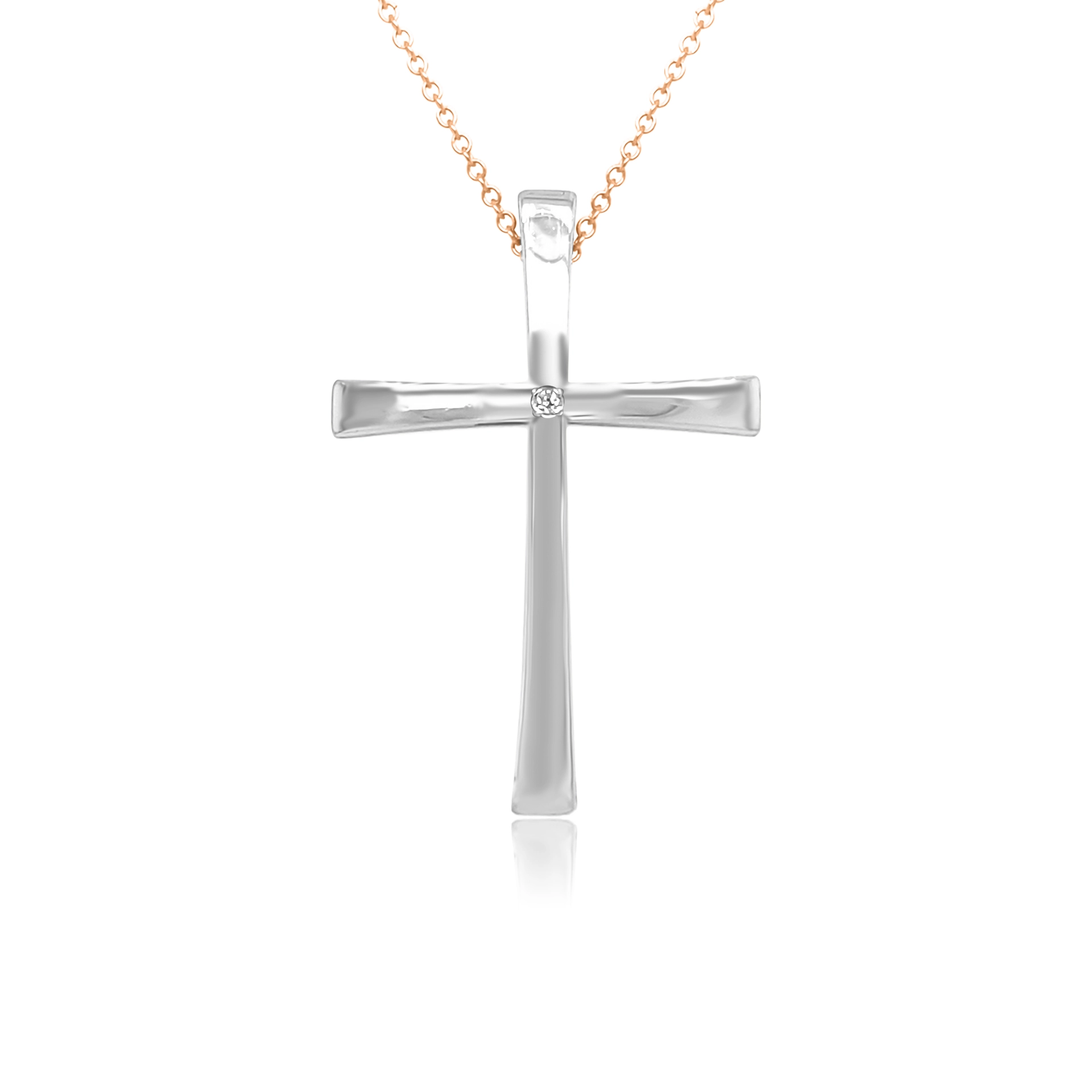 two tone cross with diamonds