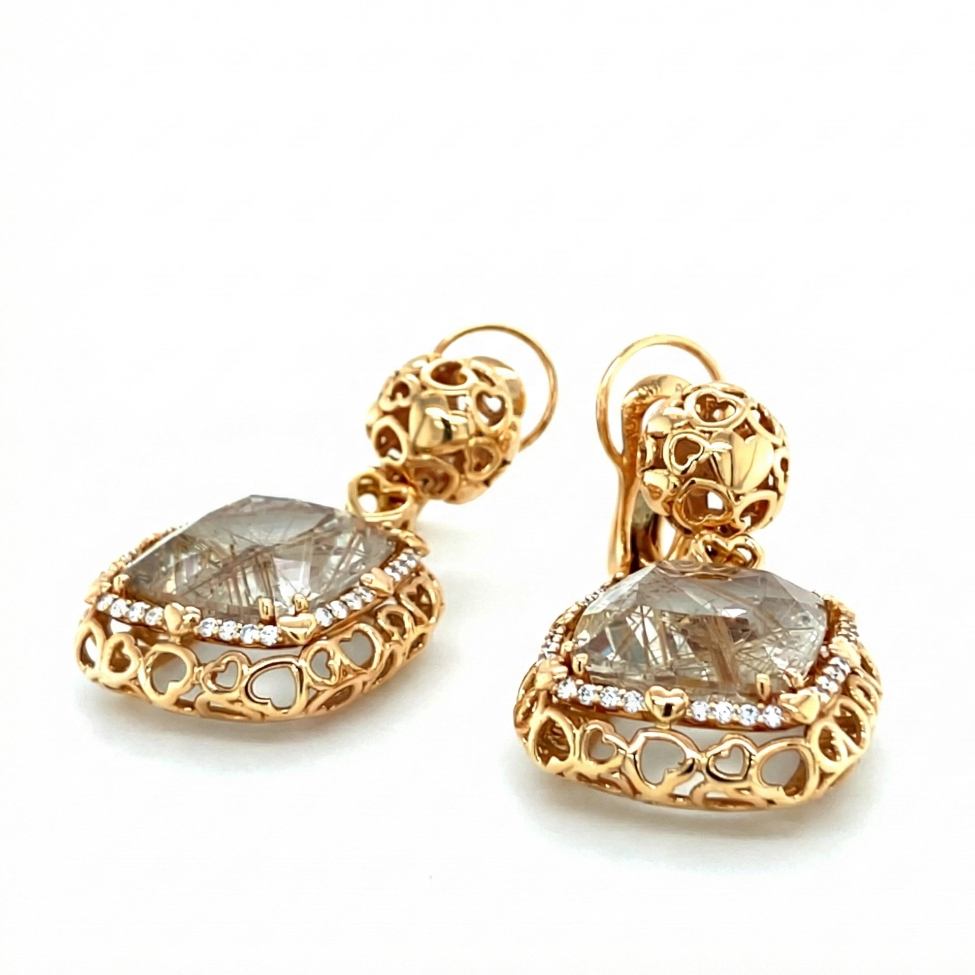EARRINGS WITH RUTILES AND DIAMONDS