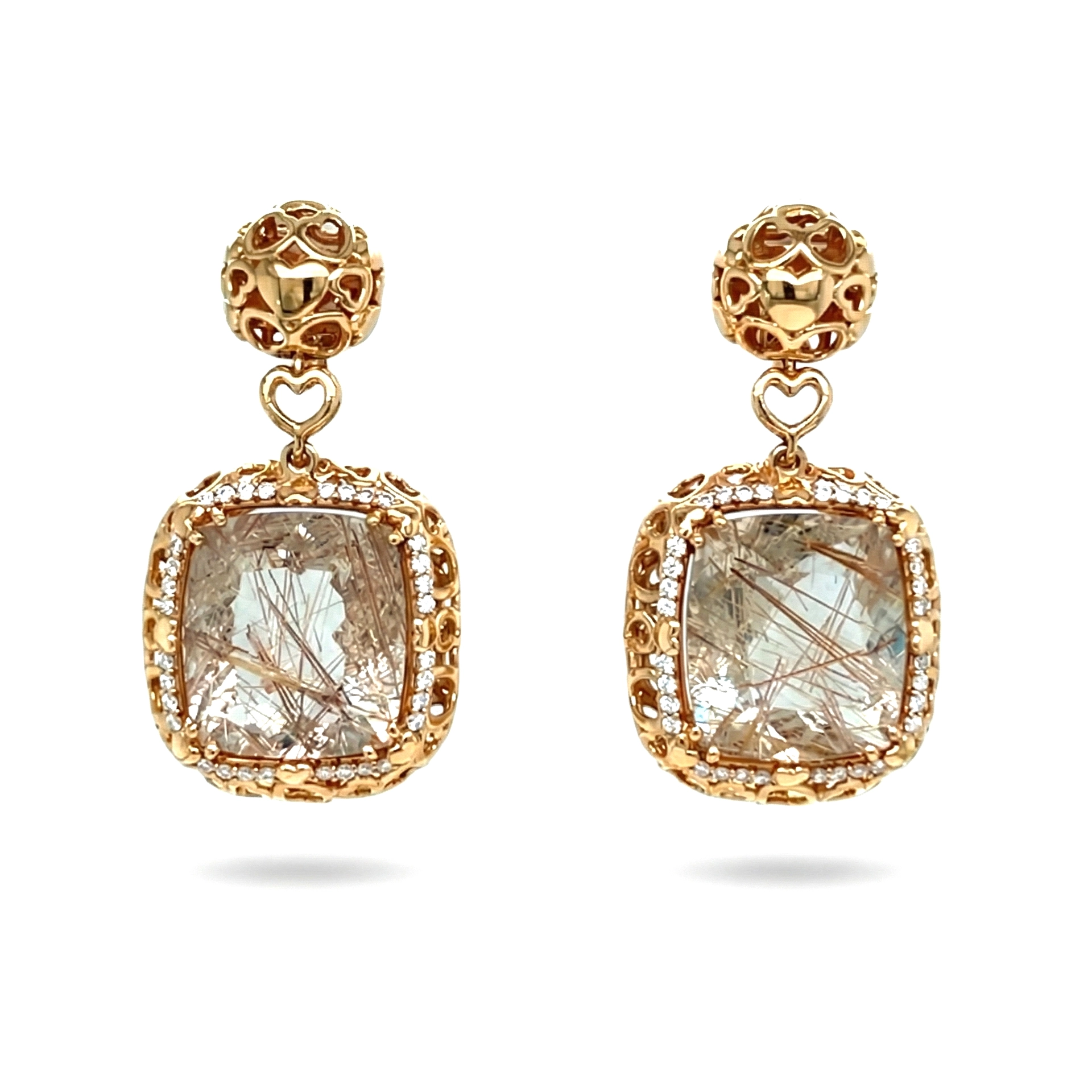 EARRINGS WITH RUTILES AND DIAMONDS