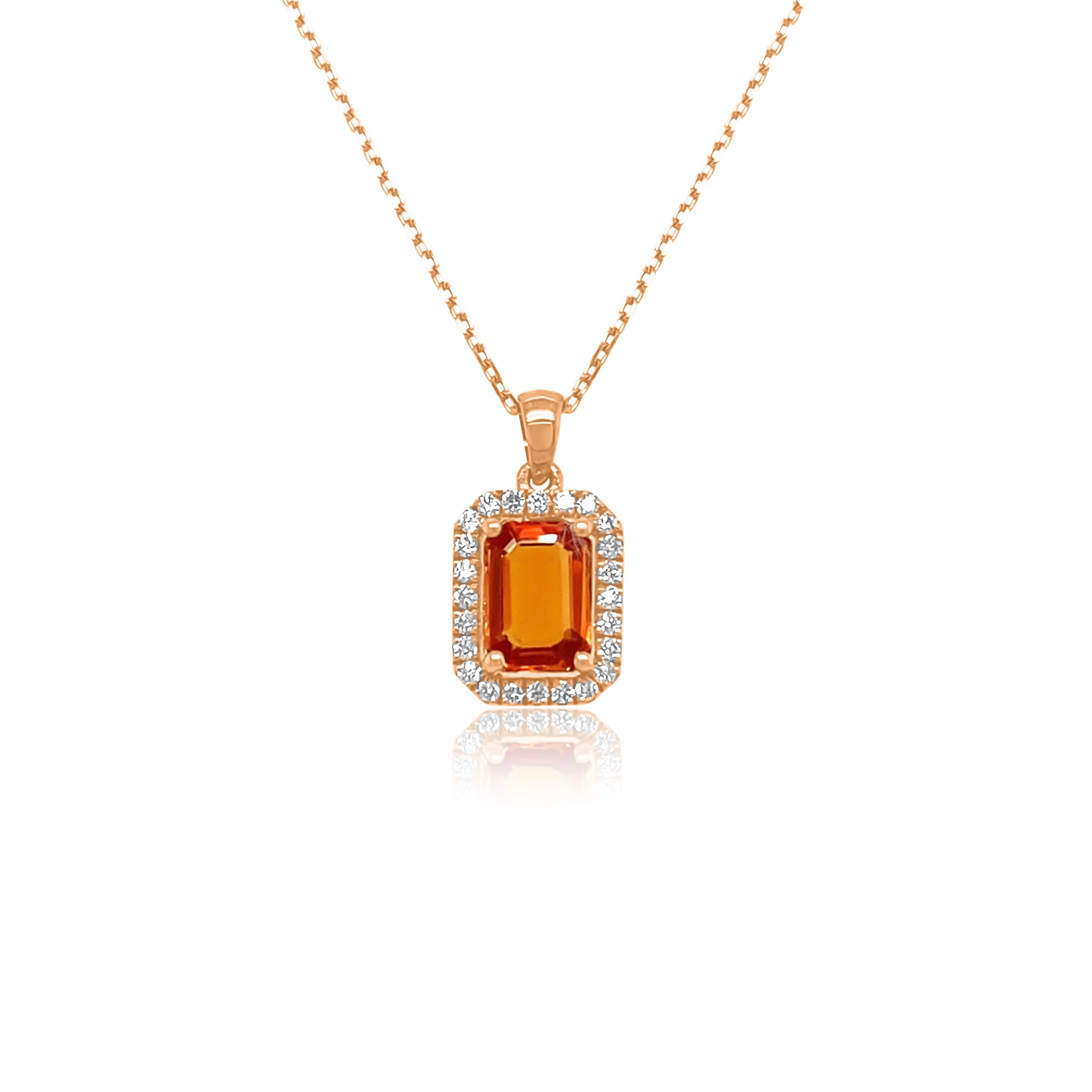 Pendant with orange sapphire and diamonds