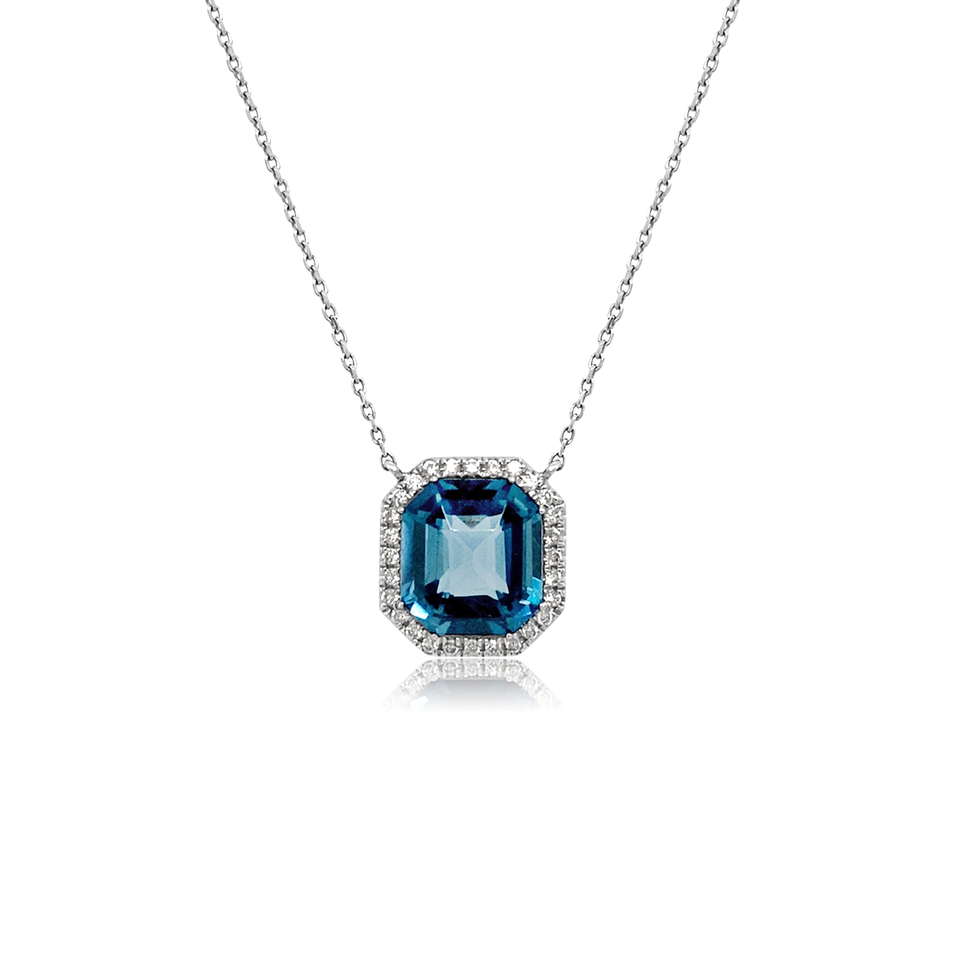 Pendant with London blue topaz and diamonds