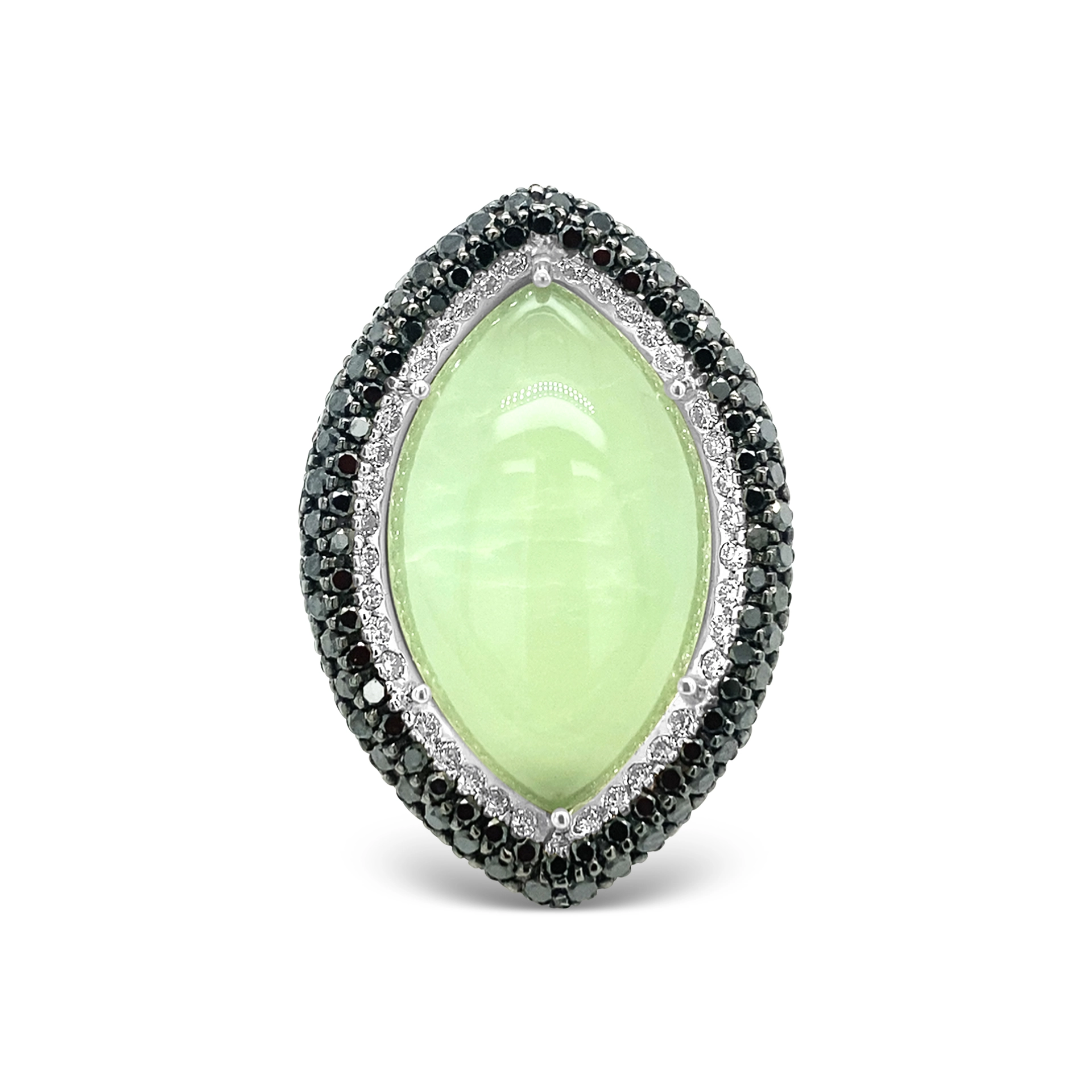 Ring with navette aquamarine